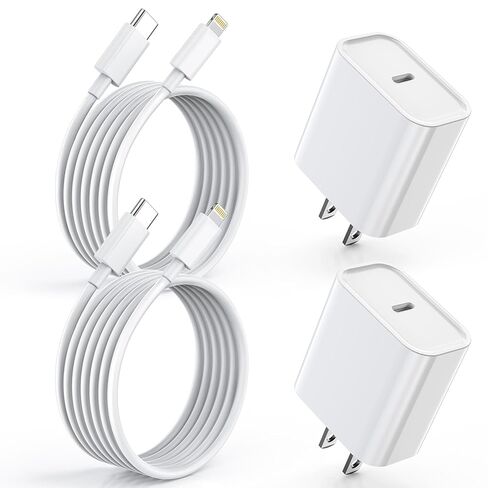 Fast iPhone Charger, Quick 10Foot USBC Wall Charger Phone Charge 2Pack PD USB C Fast Charge Block + Long 10FT Lightning Fast Charging Cable for iPhone 14/Pro/Pro Max/Plus/13/12/11/XS/XR/X/SE2022/iPad in Saudi Arabia