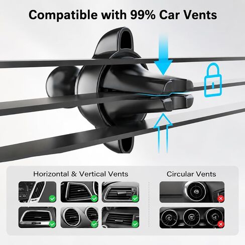 APPS2Car Garmin GPS Car Mount, 17mm Ball Air Vent Mount | Compatible with Garmin Nuvi, Drive, DriveSmart, Dezl & Other 17mm Ball GPS Devices– 360° Adjustable, Secure & Easy to Install in Kuwait