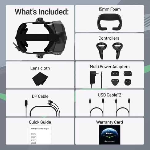 Pimax Crystal Super VR Headset,57PPD & 3840x3840 Resolution per Eye,Ultra-Sharp Image,106° Wide Field of View, Ideal for Flight simulators & VR Games in Saudi Arabia