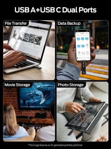 محرك أقراص USB MOVE SPEED بسعة 1 تيرابايت SSD خارجي بسرعة قراءة 560 ميجابايت/ثانية، محرك أقراص خارجي USB 3.2+USB C مزدوج المنافذ، SSD محمول بتصميم دفع وسحب ثلاثي المراحل لهاتف iPhone 15/16/17 Series/Mac/Android in Kuwait