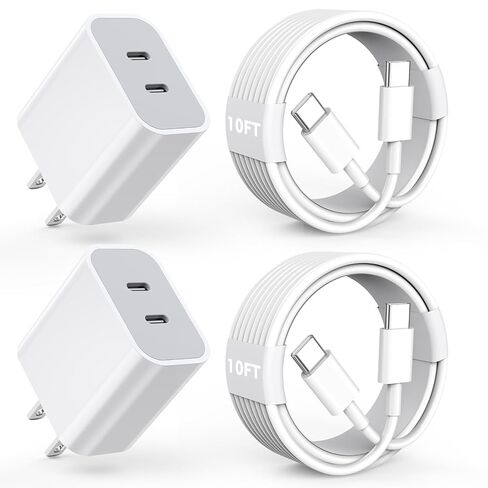 10FT iPhone Fast Charger,[Apple MFi Certified] 2Pack PD Dual Apple Fast Charger USBC Charge Block 10Foot Lightning Cable Cord Quick Charging for iPhone 14/Pro/Pro Max/Plus/13/12/11/XS/XR/X/SE2022/iPad in Saudi Arabia