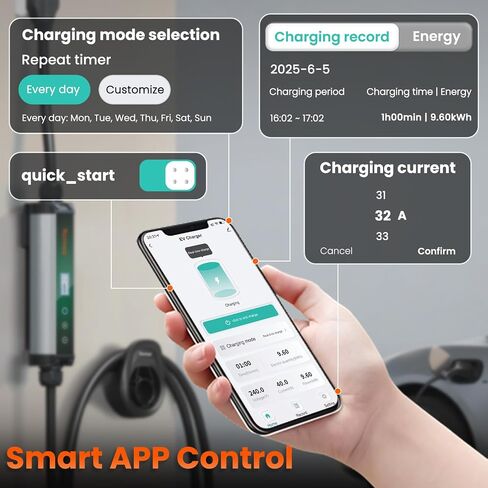 Romaa Level 2 EV Charger 40 Amp Portable J1772 Charger, NEMA 14-50P, 9.6 kW | Electric Car Charger Level 2, Home EV Charging Station, Adjustable 16-40A, 240V, 25 ft Cold Weather Cable, IP66, ETL & FCC in Saudi Arabia