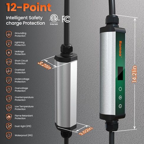Romaa Level 2 EV Charger 40 Amp Portable J1772 Charger, NEMA 14-50P, 9.6 kW | Electric Car Charger Level 2, Home EV Charging Station, Adjustable 16-40A, 240V, 25 ft Cold Weather Cable, IP66, ETL & FCC in Saudi Arabia