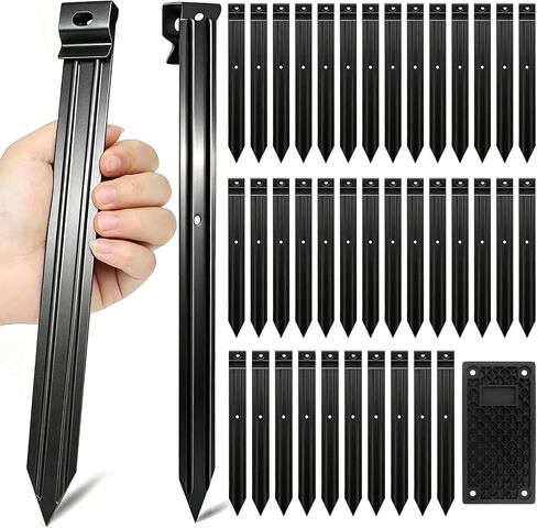 20 Pack 10'' Tent Stakes, Heavy Duty Metal Garden Landscape Edging Stakes | Garden Edging Stakes Anchoring Spike for Grass Barrier,Bender Board,Garden Edging,Tents,Pet Tie Outs,Shade Cloths,Inflatables in Saudi Arabia