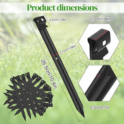 20 Pack 10'' Tent Stakes, Heavy Duty Metal Garden Landscape Edging Stakes | Garden Edging Stakes Anchoring Spike for Grass Barrier,Bender Board,Garden Edging,Tents,Pet Tie Outs,Shade Cloths,Inflatables in Saudi Arabia