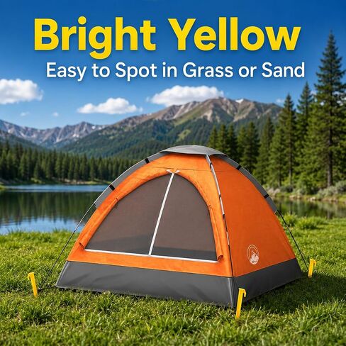 10 Pack Plastic Tent Stakes, Heavy Duty 5.7 Inch Canopy Stakes with Hook, Camping Pegs for Grass, Sand, and Soil, Lightweight Tent Accessories for Backyard, Beach, and Outdoor Activities, Yellow in Saudi Arabia