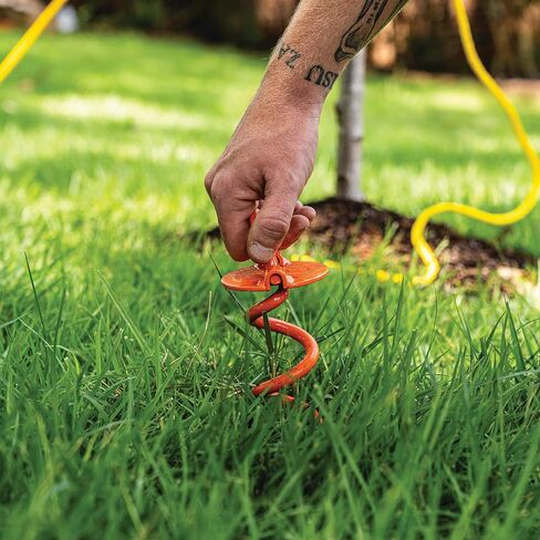 Vortex (4-Pack) 10" Spiral Ground Anchors, Steel Screw In with Folding Ring, 275 lb Pull Force, Orange ANCFR10-ORG-R in Saudi Arabia