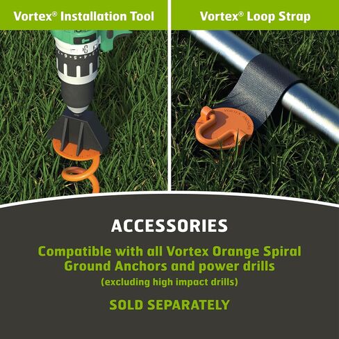 Vortex (4-Pack) 10" Spiral Ground Anchors, Steel Screw In with Folding Ring, 275 lb Pull Force, Orange ANCFR10-ORG-R in Saudi Arabia