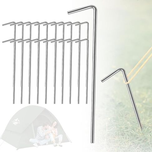 20 Pack Tent Stakes for Camping Tent, Metal Garden Edging Fence Hooks Tents Pegs for Outdoor Decorations, Gardening & Canopies, Christmas Decorations, Christmas Decoration Stakes in Saudi Arabia