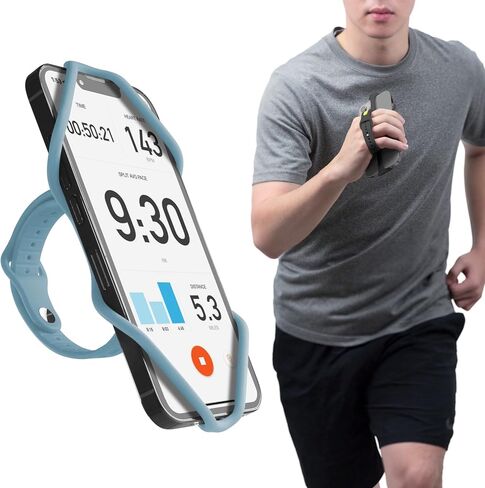 BONE Run Tie Handheld 2, Running Phone Holder, 2-in-1 Handheld/Wristband Design, Adjustable & Skin-Friendly Silicone Strap for Workout, Universal Sport Phone Carrier for Most Smartphone (Black) in Kuwait