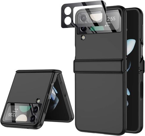 for Samsung Z Flip 4 Case: [Full Cover Hinge Protection] Slim Phone Case with Built-in Screen Protection Metal Volume Key Protection Wireless Charging for Galaxy Z Flip 4 5G(2022) (Black) in Saudi Arabia