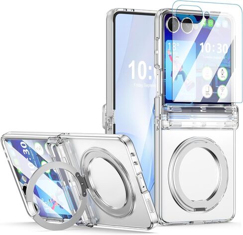 مصمم لهاتف Samsung Galaxy Z Flip 8، جراب مغناطيسي شفاف مع مسند | حماية للمفصلات وواقي شاشة [متوافق مع MagSafe]، غطاء حماية رفيع لهاتف Z Flip 8 in Kuwait
