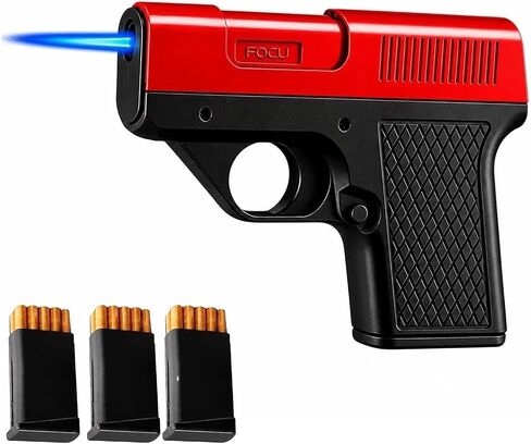 2026 Windproof Flame Gun-Shaped Lighter with Built-in 3 Cigarette Holders (Holds 10/12/20 Cigarettes); Multi-Functional Portable Lighter, Suitable for Outdoor Camping and as a Gift. in Kuwait