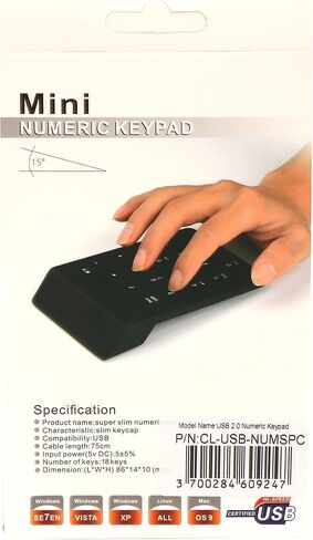 Connectland CL-USB-NUMSPC USB Numeric keypad with 19 keys + Space Bar in Kuwait