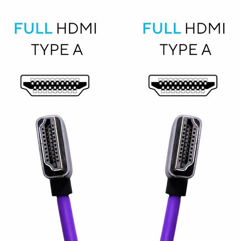 KONDOR BLUE x Gerald Undone| Right Angle Full HDMI 2.0 Coiled Cable 12"-24" Braided | Type A Male to Male, 3D, 4K 60Hz, 18Gbps, HDR | for On-Camera Monitors & Recorders + More | Purple in Saudi Arabia