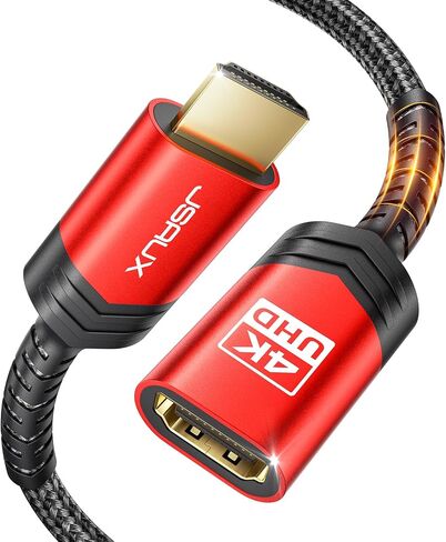 JSAUX HDMI Extension Cable 3.3FT, 4K 60Hz High Speed Male to Female PC-Red | Male to Female Adapter Connector, HDR HDCP 2.2, for Roku TV, Streaming Stick, HDTV, Laptop, Computer Monitor, PC in Kuwait