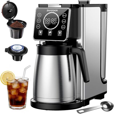 SHARDOR Single Serve & Carafe Coffee Maker, Dual Brew for K Cup Pods & Ground Coffee, Hot & Iced Drip Coffee Machine, 6-32oz Sizes, 95oz Removable Water Reservoir, 24H Programmable, Thermal Carafe in Saudi Arabia