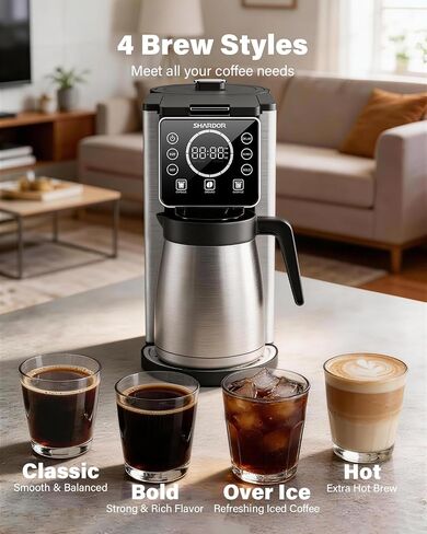 SHARDOR Single Serve & Carafe Coffee Maker, Dual Brew for K Cup Pods & Ground Coffee, Hot & Iced Drip Coffee Machine, 6-32oz Sizes, 95oz Removable Water Reservoir, 24H Programmable, Thermal Carafe in Saudi Arabia