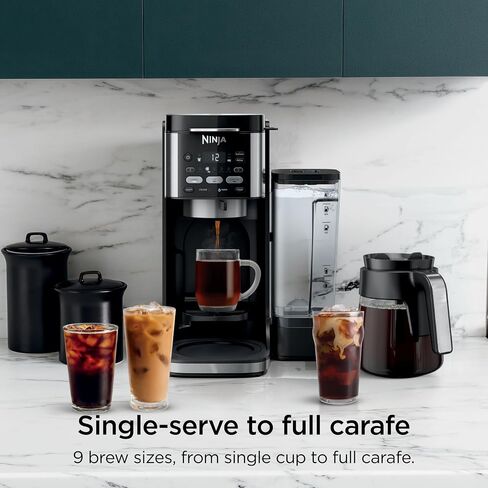 Ninja Drip Coffee Maker, DualBrew Pro Hot & Iced, Black, CFP101 | Single Serve to Carafe, Brew with Pods & Grounds, Compatible with K Cups, 3 Brew Styles, 60oz Removable Reservoir in Kuwait