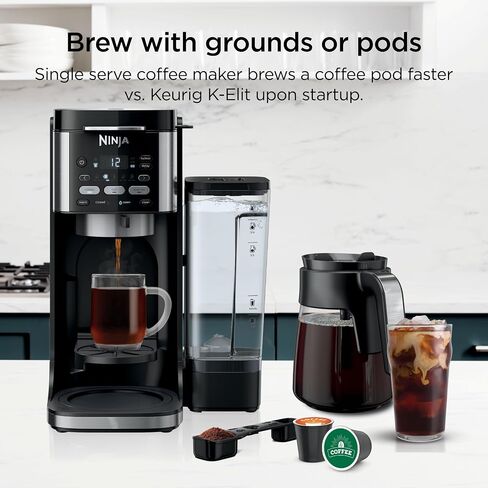 Ninja Drip Coffee Maker, DualBrew Pro Hot & Iced, Black, CFP101 | Single Serve to Carafe, Brew with Pods & Grounds, Compatible with K Cups, 3 Brew Styles, 60oz Removable Reservoir in Kuwait
