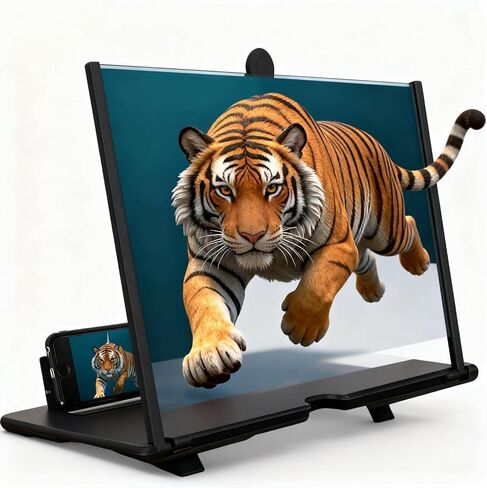 Screen Magnifier Version, 2026 New 3D HD Screen Magnifier for Cell Phone with Foldable Stand, Display Magnifier for Videos, Movies, Gaming, Travel and Home Use (Black, 10'') in Saudi Arabia
