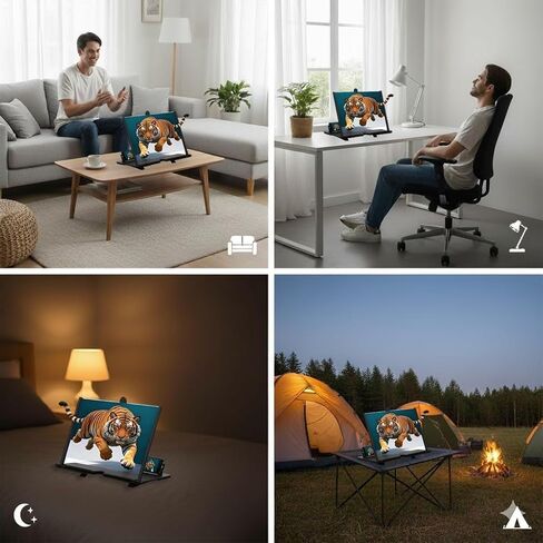Screen Magnifier Version, 2026 New 3D HD Screen Magnifier for Cell Phone with Foldable Stand, Display Magnifier for Videos, Movies, Gaming, Travel and Home Use (Black, 10'') in Saudi Arabia
