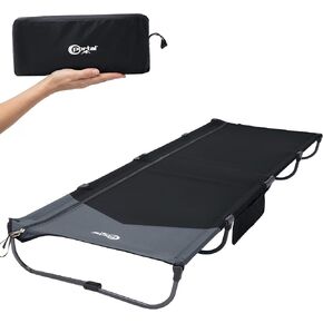 Portal 20-Second Setup Camping Cot, Ultra-Light 7.1 lbs Integrated Travel Foldable Camp Bed with Zipper Tensioning,Tent Friendly Sleeping Cot with Side Pocket, Supports 225 lbs | Portable Outdoor Design; Durable Construction; Easy Setup & Storage Black in Saudi Arabia