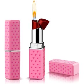 Cute Lipstick Lighter - Refillable Adjustable Soft Flame Butane Lighter, Pocket Lighter Delicate Gift for Women, Girls on Birthday, Anniversary, Parties (2Pcs Without Butane) in Saudi Arabia