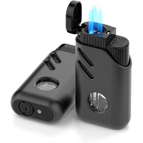 Triple Jet Flame Lighter Windproof Butane Gas Refillable Adjustable Turbo Torch Lighter (Sold Without Gas) in Saudi Arabia