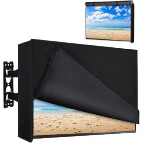 Outdoor TV Cover With Roll Up Front Flat Zipper Weatherproof For Outside LED LCD Screen 100" 90 85 75 65 55 Inch(Black,TV100in(226x134x13)) in Saudi Arabia