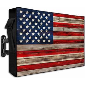 Western Texas Star Outdoor TV Cover 52-55 Inch Weatherproof, Country Outdoor TV Enclosure with Zipper & Roll Up Front Flap, Blue White Red Wood Waterproof TV Covers for Outside Flat Screen TV in Saudi Arabia