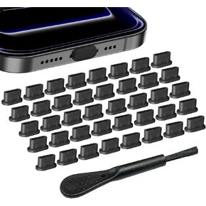 USB C Dust Plug, 40 Pack Anti-Dust USB C Plug Cover, Soft Silicone USB C Port Cover Universal USB C Cover for iPhone 15/16/17 Pro Max, Kindle, Samsung, Pixel, USB C Device (40 Black) in Saudi Arabia