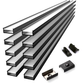 Wired4Signs LED Channel Kit Begton12 10 Pack 2m Aluminum Surface Mount with Opal Diffuser End Caps Clips for LED Strip Lights Wardrobe Shelves Ceiling Cabinet Lighting in Kuwait