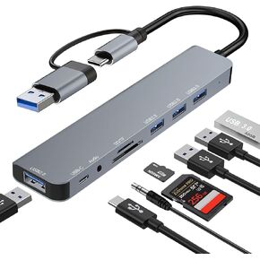 موزع USB C، محور USB 3.0، ترقية موزع USB 7 في 2 مع 1xUSB 3.0، 4xUSB2.0، 2xUSB C، USB C ومحول USB Hub متعدد المنافذ، دونجل USBC للكمبيوتر الشخصي/الكمبيوتر المحمول/الكمبيوتر اللوحي/Mac/MacBook/iPad والمزيد من الأجهزة in Kuwait