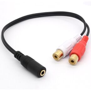 3.5mm Female to Dual RCA Phono Stereo Splitter Cable (8inch/20cm) | 3.5 Jack Socket to 2RCA Audio Adapter Extender Cord (2RCA Female) in Saudi Arabia