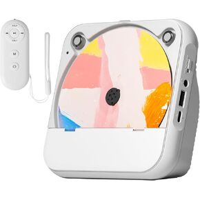 CD Player Portable Bluetooth Desktop CD Player for Home, Mini Cute CD Players for Kids, Built-in Dual Speakers and LED Display with Remote Control, Supports CD/FM Radio/USB/AUX/Timer/Repeat (White) in Saudi Arabia