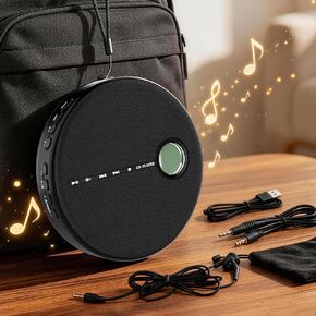 Portable Bluetooth CD Player with Anti-Skip, Stereo Speakers & Headphones | A-B Repeat, PROG Memory, 10 Playback Speeds, AUX input, Small Personal Walkman CD Players for Home, Car & Travel, Ideal Gifts in Saudi Arabia