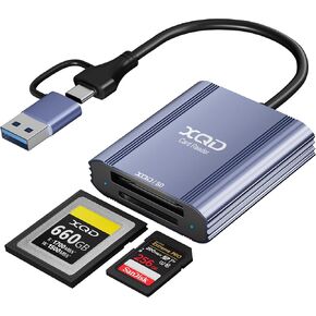 XQD Card Reader - 2 in 1 XQD SD Memory Card Adapter with USB-C/USB-A, 5Gbps Aluminum XQD Reader for iPhone 17/16/15, Windows/MacOS/Android, Sony G/M Series, Lexar 2933x/1400x, XQD and SD Card Reader in Kuwait