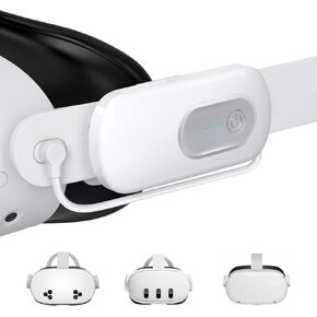 حزمة بطارية Kinwin VR لجهاز Meta Quest 3/3S/2، شحن سريع 18 وات - عبوتان | لأحزمة الرأس Oculus Original، Elite&Multiple، بطارية ممتدة 20000 مللي أمبير في الساعة، وقت تشغيل إضافي 2-4 ساعات، شاحن خفيف الوزن ومحمول in Kuwait