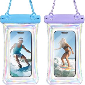 DLseego 2-Pack قزحي الألوان العائمة للماء الحقيبة الهاتف، الأزرق والأرجواني الليزر TPU IPX8 حقيبة جافة مع الحبل، شاشة تعمل باللمس حالة مقاومة للماء تناسب ما يصل إلى 7 بوصة الهاتف للسباحة الشاطئ والغطس والتجديف in Saudi Arabia