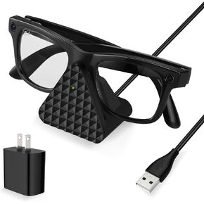 Charging Stand with Adapter for Ray-Ban Meta(Gen 1&2) Wayfarer/Skyler/Headliner and Oakley Meta HSTN, Portable USB A Dock for Smart Glasses, Meta AI Glasses Accessories (Black) in Saudi Arabia