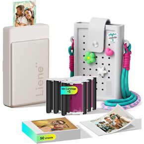 Liene Pearl N200 Pro Portable AI Photo Printer, 50 Sheets 2x3 Adhesive Paper & 5 Cartridges, Gold, DIY Charm Carry Bag Bundle in Saudi Arabia