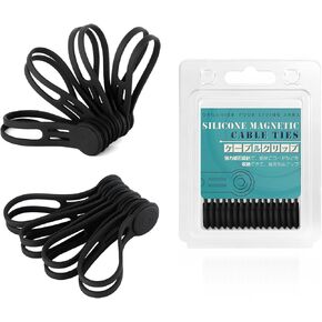 Kanemc Magnetic Cable Ties 8-Pack,Reusable Magnetic Cord Ties,Black | Magnetic Twist Ties Silicone Cord Wraps for Charging Cords,Cord Organizer Clips with Strong Magnet for Earphone USB C Cables in Saudi Arabia