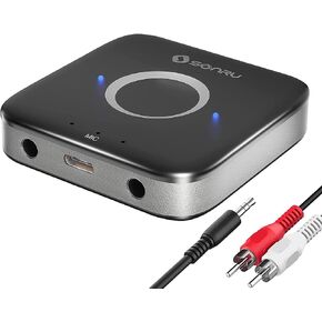 SONRU Bluetooth 5.3 Receiver, Bluetooth Audio Adapter for Speakers/Home Stereo, Low Latency, Noise Cancellation, 15-Hour Battery Life with AUX 3.5mm/RCA, Wireless Bluetooth Adapter for Old Receiver in Saudi Arabia