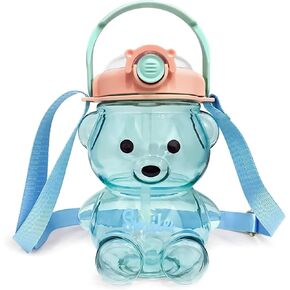 32oz Bear Straw Water Bottle Large 1L BPA Free Water Bottles with Removable Straw & Built in Carrying Loop, Adjustable & Removable Shoulder Strap, Leakproof Jug Non-Toxic Drinking Cups in Kuwait