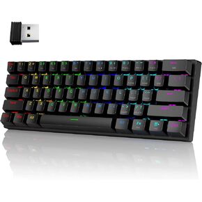 60% Wireless Mechanical Gaming Keyboard, Clicky Blue Switch RGB Backlit | Pauroty Triple Mode 2.4G/USB-C/Bluetooth Gaming Keyboard, 61 Keys Rechargeable Mini Keyboard for iPad Mac PC Xbox in Kuwait