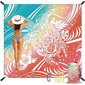 Beach Blanket Waterproof Sandproof, Sunset Beach Mat Sand Free with Anchors Stakes Carabiner and Bag, Coconut Trees Camping Tarp for Outdoor Picnic Travel Camping Hiking 79"x 83" in Saudi Arabia