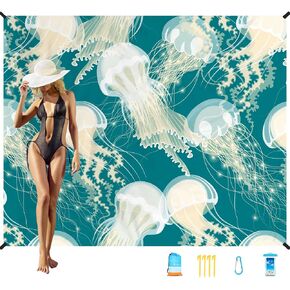 Beach Blanket Waterproof Sandproof 78''X81''/10'X9' Oversized Big Blanket | Sand Free Large Blanket for Beach,Waterproof Picnic Hiking Blankets with Stakes, Lightweight Foldable Beach Towel Accessories in Saudi Arabia
