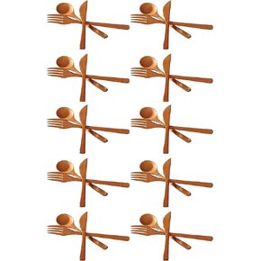 JapanBargain 3785, Bamboo Utensil Sets, Reusable Cutlery 3PC Set with Fork Knife Spoon, Eco-Friendly Flatware Travel Utensils, Dishwasher Safe, 8-inch in Saudi Arabia