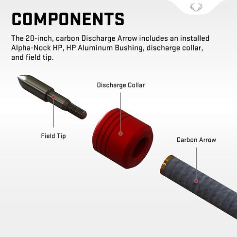 TenPoint Crossbow Discharge Arrow - Includes 20" Carbon Arrow with Alpha-Nock HP, HP Aluminum Bushing, Discharge Collar & Field Tip | Alpha-Nock HP, HP Aluminum Bushing, Discharge Collar, Field Tip, Includes 20" Carbon Arrow in Saudi Arabia